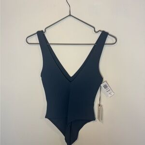 Babaton V-Neck Bodysuit in Navy